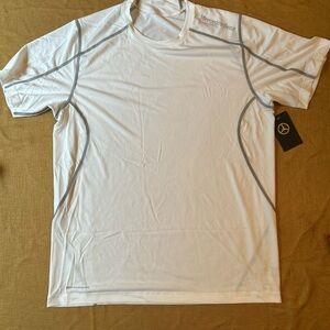 OGIO Mercedes White and Gray Men's Short Sleeve Performance Tee